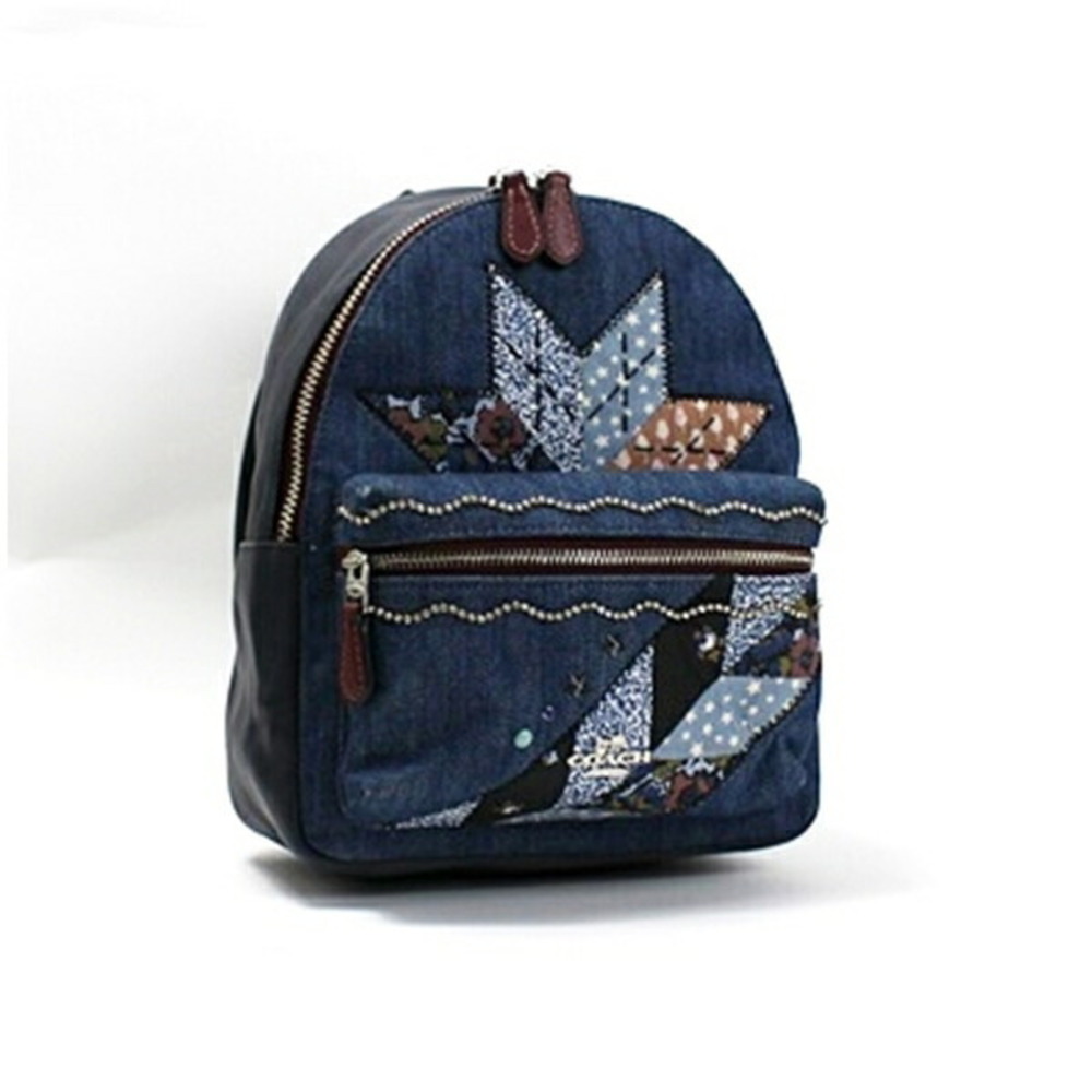 Coach Mini Backpack Denim Star Patchwork X Leathe… - image 1